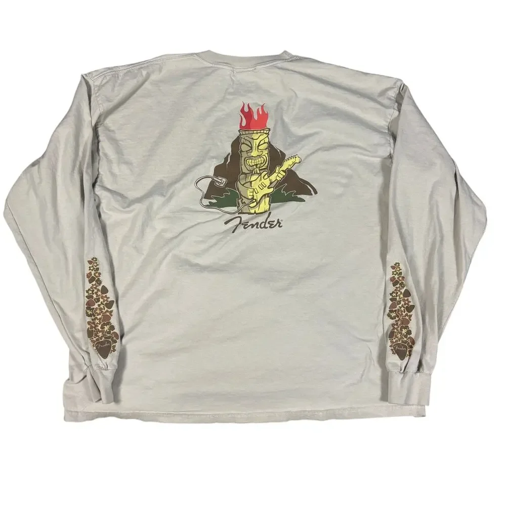 y2k 2000s style Fender hawaii tiki longsleeve shirt floral mens XXL surfwear - Picture 2 of 8